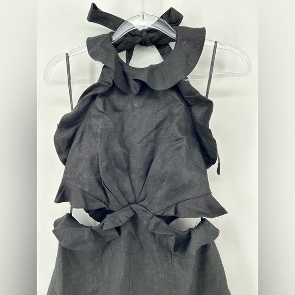 Zimmermann Postcard Tie Back Mini Dress in Linen Black Size AU 2 US 8 NWT - Picture 3 of 13